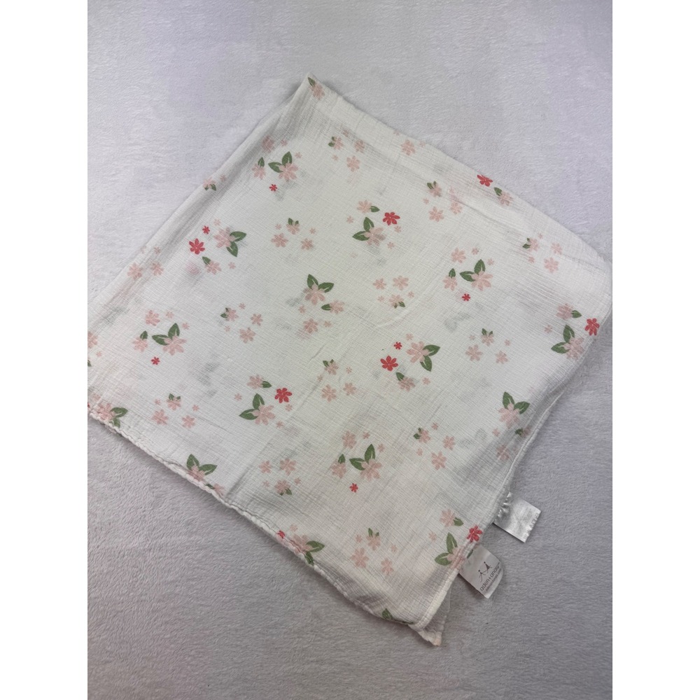 Aden + Anais Cotton Muslin Swaddle Blanket Pink White Floral Print 44x36